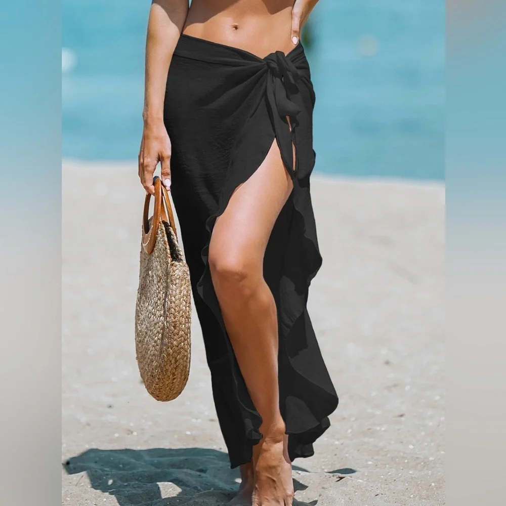 NWT Cupshe Black Side Tie Beach Sarong - Picture 2 of 3